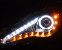 CRYSTAL EYE CCFL SQUID RING PROJECTOR HEADLIGHT V1 WITH BUILT-IN TURN SIGNAL LEDS SEQUENTIAL LED TURN SIGNALS (BLACK) FOR TOYOTA 86 ZN6 SUBARU BRZ S361BK