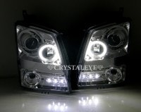 CRYSTAL EYE DIAMOND LED SQUID RING PROJECTOR HEADLIGHTS (CHROME TYPE) FOR MAZDA AZ WAGON MJ21S 22S J121CR