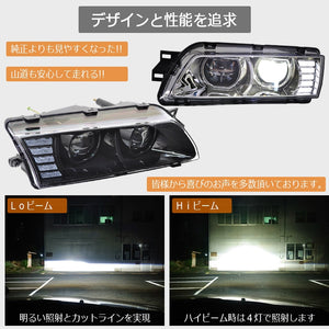 78WORKS HIGH-BRIGHTNESS LED 4-LIGHT FULL LED HEADLIGHTS IN BLACK FOR NISSAN R32 SKYLINE GTS GT-R U015BK