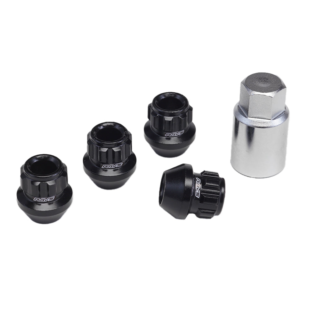 RAYS 17HEX RACING LOCK NUT SET SHORT (OPEN END TYPE) L25 12X1.25 BK (BLACK) 74130000255BK