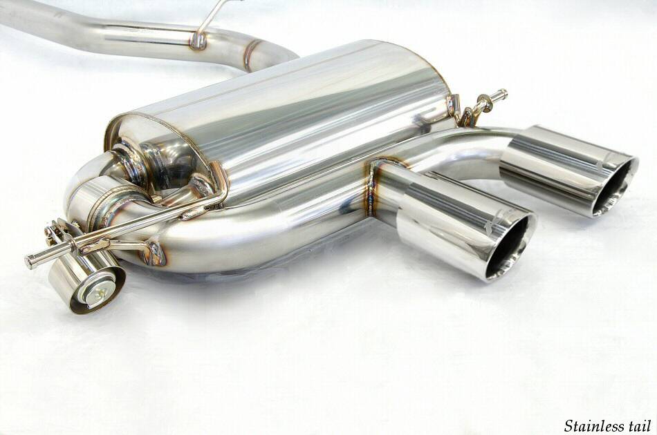 KREISSIEG CAT-BACK F1 SOUND VALVETRONIC EXHAUST SYSTEM STAINLESS STEEL FLOATING CURL TAIL SANDBLASTED KSG LOGO FOR VOLKS WAGEN GOLF R32 VWGR32-03-STAINLESS
