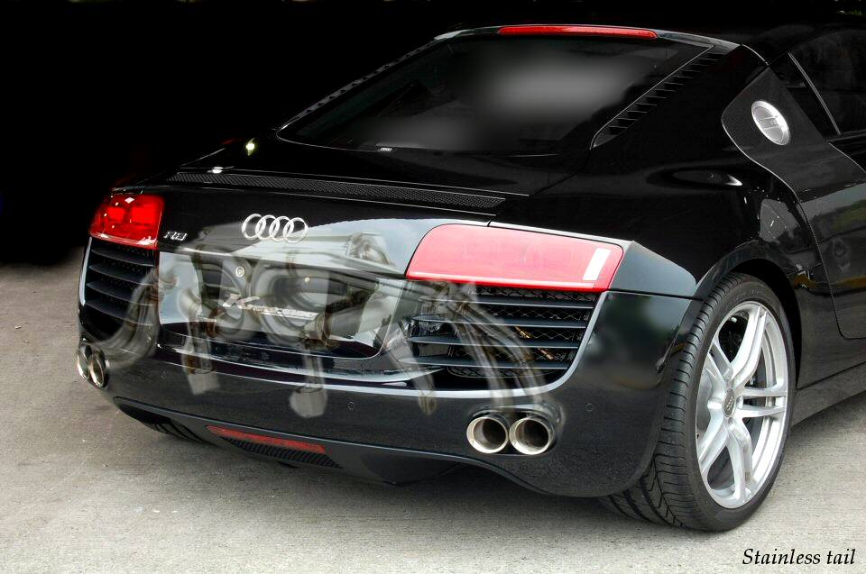 KREISSIEG CAT-BACK F1 SOUND VALVETRONIC EXHAUST SYSTEM STAINLESS STEEL FLOATING CURL TAIL SANDBLASTED KSG LOGO MARK FOR AUDI R8 V10 AUR8-01-STAINLESS-V10-5.2