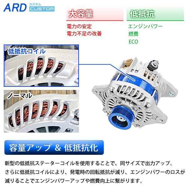 ARD LOW-RESISTANCE HIGH-OUTPUT ALTERNATOR 150A ALUMINUM PULLEY BLUE FOR SUBARU IMPREZA GD GG GE GH GR GV RR150-EJ01-9G