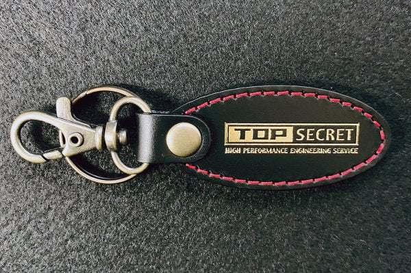 TOP SECRET LEATHER KEY RING BLACK GOLD STITCHING FOR  TOP-SECRET-00338