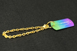 TOP SECRET TITANIUM KEY CHAIN – DOG TAG TYPE GREEN PURPLE FOR  TOP-SECRET-00305