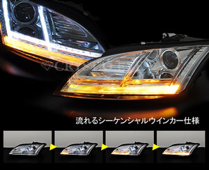 CRYSTAL EYE 8S LOOK HEADLIGHT SEQUENTIAL TURN SIGNAL BLACK FOR AUDI AUDI TT 8J KOUKI S297-BK