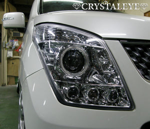 CRYSTAL EYE DIAMOND LED SQUID RING PROJECTOR HEADLIGHTS (MJ23S AZ WAGON) (CHROME) FOR SUZUKI WAGON R MH23S J117CR