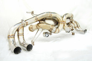 KREISSIEG F1 SOUND VALVETRONIC EXHAUST SYSTEM STAINLESS STEEL BILLET FLOATING CURL TAIL SANDBLASTED KSG LOGO MARK FOR LAMBORGHINI GALLARDO SPIDER LP550-2 LP560-4  LAG-11-STAINLESSBILLET