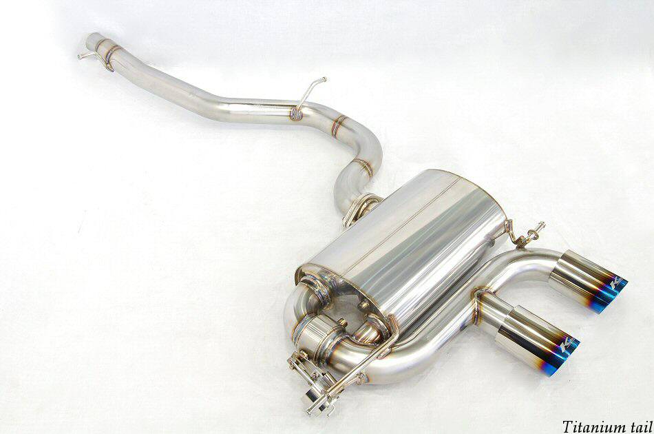 KREISSIEG CAT-BACK F1 SOUND VALVETRONIC EXHAUST SYSTEM TITANIUM FLOATING CURL TAIL SANDBLASTED KSG LOGO MARK FOR VOLKS WAGEN GOLF R32 VWGR32-03-TITANIUM