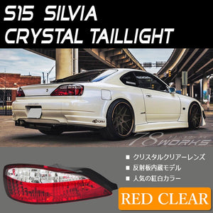 78WORKS RED AND WHITE TAIL CRYSTALS RED CLEAR TAIL LAMPS FOR NISSAN S15 SILVIA VERIATTA J048RC