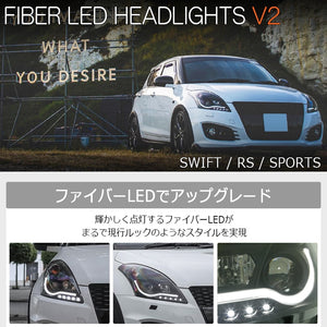 78WORKS FIBER LED HEADLIGHT V2 BLACK FOR SUZUKI ZC72S ZD72S ZC32S SWIFT RS SWIFT SPORT S090BK