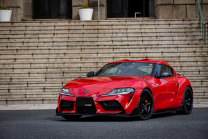 MAX ORIDO FRONT LIP SPOILER AND END FIN SET BLACK PAINTED FOR TOYOTA SUPRA 3BA DB02 82 22 47 SUP-FLS-MB