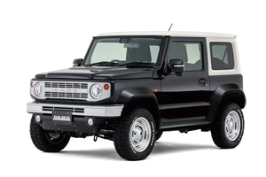 DAMD LITTLE B EXTERIOR 5 PIECE KIT BONNET JUNGLE GREEN FRONT BUMPER COARSE GRAIN SILVER X COARSE GRAIN MATTE BLACK REAR BUMPER MEDIUM GRAY X COARSE GRAIN MATTE BLACK FOR SUZUKI JIMNY SIERRA JB74  DAMD-00028