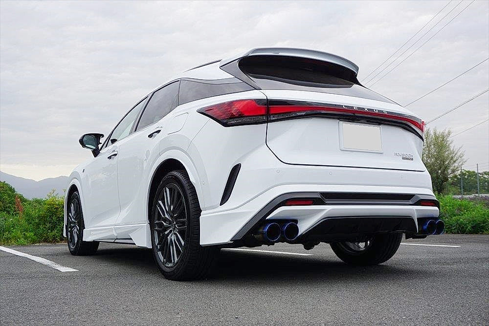 EXART ONE MUFFLER SPORTS SOUND STAINLESS STEEL OVAL TAILPIPE (110MM X 70MM 4 PIECES) EXHAUST EXHAUST FOR LEXUS RX500H 5AA-TALH17 T24A-FTS EA02-LX111-FS-F-SPORT-STANDARD-BUMPER-&-REAR-BUMPER-SPOILER-SPORTY-AERO-PACKAGE