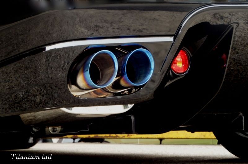 KREISSIEG F1 SOUND VALVETRONIC EXHAUST SYSTEM TITANIUM FLOATING CURL TAIL SANDBLASTED KSG LOGO MARK FOR FERRARI 599  F599-01-TITANIUM