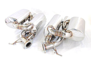 KREISSIEG FIRST CAT-BACK F1 SOUND VALVETRONIC EXHAUST SYSTEM STAINLESS STEEL BILLET FLOATING CURL TAIL SANDBLASTED KSG LOGO MARK FOR BMW E60 M5 BME60-03-STAINLESSBILLET