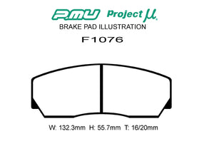 PROJECT MU BRAKE PADS HC-M1 FOR AP RACING CP3215D50 F1076-HCM1-T16