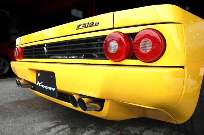 KREISSIEG F1 SOUND VALVETRONIC EXHAUST SYSTEM STAINLESS STEEL FLOATING CURL TAIL SANDBLASTED KSG LOGO MARK FOR FERRARI TESTAROSSA FERRARI 512TR FERRARI 512M F512-01-STAINLESS-TESTAROSSA-TR-M