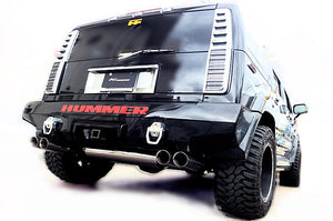 KREISSIEG FIRST CAT-BACK F1 SOUND VALVETRONIC EXHAUST SYSTEM TITANIUM FLOATING CURL TAIL SANDBLASTED KSG LOGO MARK FOR H2 HUMMER V8 6.0L KH2-01-TITANIUM