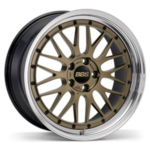 BBS FORGED ALUMINUM 2-PIECE WHEEL LM 20X10.0 38 5X112.0 <DISC> MATTE GOLD <RIM> BLACK BRIGHT DIAMOND CUT (MGL-BKBD) LM408-MGL-BKBD
