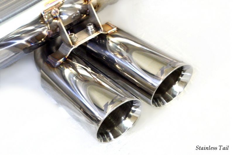 KREISSIEG CAT-BACK F1 SOUND VALVETRONIC EXHAUST SYSTEM STAINLESS STEEL FLOATING CURL TAIL SANDBLASTED KSG LOGO MARK 6 SPEED MANUAL FOR LOTUS EVORA LTEV-01-STAINLESS-6MT