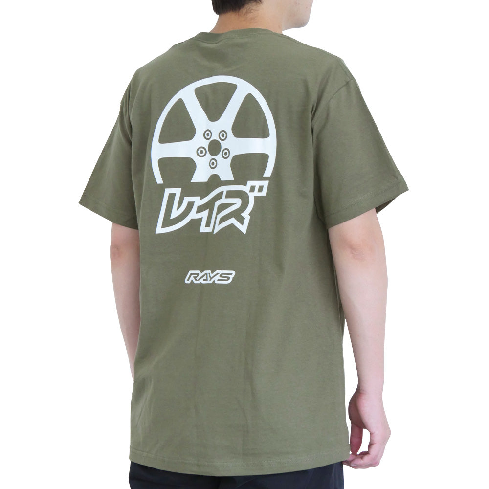 RAYS OFFICIAL T-SHIRT 25S KATAKANA RAYS WHEELS MILITARY GREEN LARGE 740925SRAYS48
