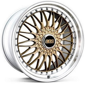 BBS FORGED ALUMINUM 2-PIECE WHEEL SUPER-RS 20X8.5 32 5X120.0 <DISC> GOLD X <RIM> SILVER DIAMOND CUT (GL-SLD) RS583-GL-SLD
