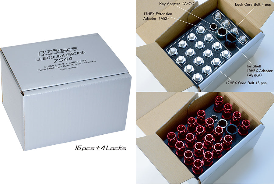 KYO-EI KICS LEGGDURA RACING BOLT ZS44 (16PCS + 4LOCKS) BLACK M14×P1.5 FOR  ZS44-8040K