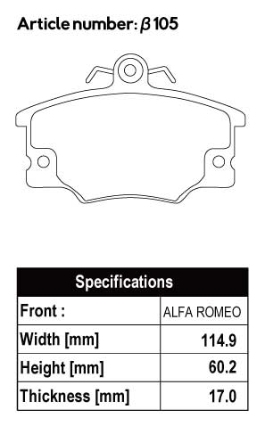 ACRE EUROSTREEET BRAKE PAD FRONT FOR FIAT UNO 1.3 TURBO 1.4 TURBO F46A8 FA46A8 β105-EUROSTREEET
