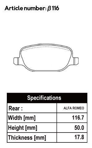 ACRE EUROSTREEET BRAKE PAD REAR FOR ALPHA ROMEO 159 159SPORTS WAGON 2.2 JTS β116-EUROSTREET