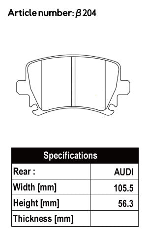 ACRE EUROSTREEET BRAKE PAD REAR FOR AUDI A3 A3 SPORTBACK A3 SEDAN 2.0 FSI 8PAXW β204-EUROSTREET