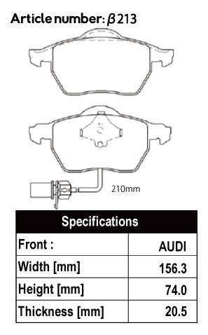 ACRE EUROSTREEET BRAKE PAD FRONT FOR AUDI A4 A4 SEDAN A4 AVANT A4 ALLROAD A4 CABRIOLET B5 1.8 T QUATTRO 8DAEBF 8DAPUF β213-EUROSTREET