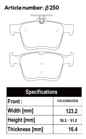 ACRE EUROSTREEET BRAKE PAD REAR FOR AUDI A3 A3 SPORTBACK A3 SEDAN 1.4 TFSI SPORTBACK 8VCXS 8VCXSL β250-EUROSTREEET
