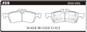 ACRE EUROSTREEET BRAKE PAD REAR FOR MINI R52 CONVERTIBLE 1.6 COOPER COOPER-S RF16 RH16 β320-EUROSTREEET
