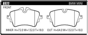 ACRE FORMULA800C BRAKE PAD FRONT FOR BMW MINI R53 HATCHBACK 1.6 JCW GP-KIT RE16GP β322-FORMULA800C