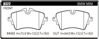 ACRE FORMULA800C BRAKE PAD FRONT FOR BMW MINI R60 CROSSOVER 2.0 COOPER-D ZB20 β322-FORMULA800C