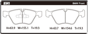 ACRE PC2600 BRAKE PAD FRONT FOR BMW 5 SERIES F10 SEDAN 528I 528I β341-PC2600