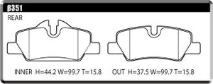 ACRE REAL RACING BRAKE PAD REAR FOR MINI F56 3DR. HATCHBACK 1.2 ONE 1.5 ONE 1.5 COOPER XM12 XM15 XR15M β351-REAL-RACING