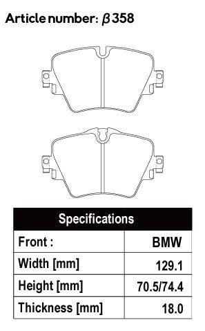 ACRE FORMULA800C BRAKE PAD FRONT FOR BMW MINI F60 CROSSOVER 1.5 COOPER-S INCLUDING ALL4 YU15 YS20 β358-FORMULA800C