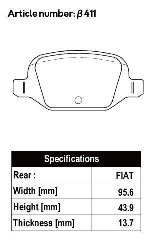 ACRE EUROSTREEET BRAKE PAD REAR FOR FIAT 500 500S 1.4 16V 31214 β411-EUROSTREEET