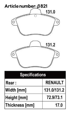 ACRE EUROSTREEET BRAKE PAD REAR FOR ALPINE LUTECIA CLIO LUTECIA II 3.0 RS 16V BL7X β821-EUROSTREEET