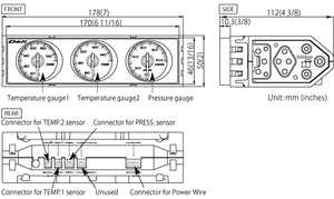 DEFI DIN-GAUGE COMBINATION METER (WHITE CHARACTERS/WHITE ILLUMINATION/RED POINTER) DF14403