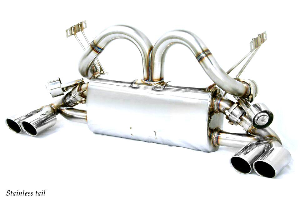 KREISSIEG F1 SOUND VALVETRONIC EXHAUST SYSTEM SUPER HOWLING VER. STAINLESS STEEL FLOATING CURL TAIL SANDBLASTED KSG LOGO MARK FOR FERRARI 348 TS FERRARI 348 TB F348-08-STAINLESS-TS-TB