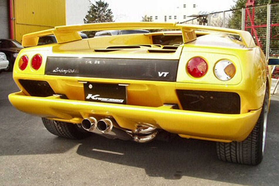 KREISSIEG F1 SOUND VALVETRONIC EXHAUST SYSTEM STAINLESS STEEL TAIL SANDBLASTED KSG LOGO MARK WITHOUT BUMPER 2 CATALYZER FOR LAMBORGHINI DIABLO 6.0 VT ROADSTER 6.0L V12 LAD-01-STAINLESS-WITHOUTBUMPER-2C