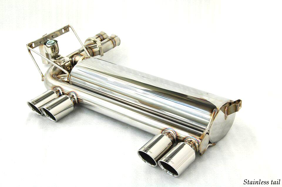 KREISSIEG CAT-BACK F1 SOUND VALVETRONIC EXHAUST SYSTEM STAINLESS STEEL BILLET FLOATING CURL TAIL SANDBLASTED KSG LOGO MARK FOR BMW E46 M3 BME46-04-STAINLESSBILLET