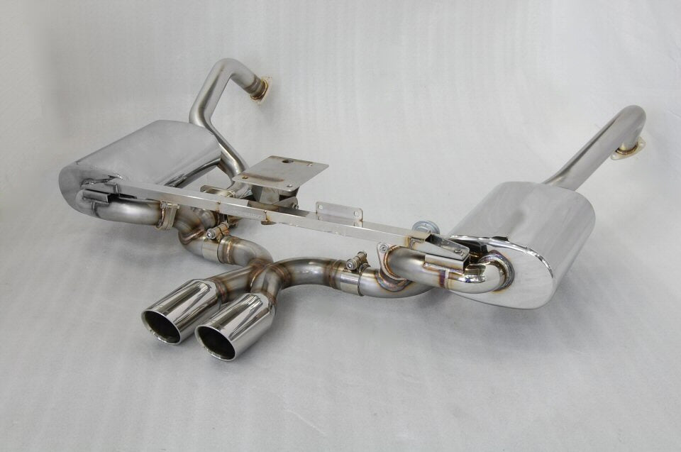 KREISSIEG FIRST CAT-BACK F1 SOUND VALVETRONIC EXHAUST SYSTEM STAINLESS STEEL BILLET FLOATING CURL TAIL SANDBLASTED KSG LOGO MARK PDK LATE MODEL FOR PORSCHE 987 CAYMAN KOUKI  P987CL-08-STAINLESSBILLET-PDK