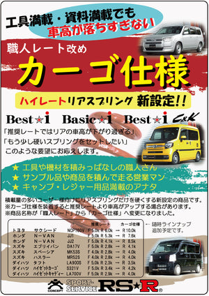 RS-R BEST-I C&K COILOVER SUSPENSION RECOMMENDED SPRING RATE FOR SUBARU CHIFFON LA650F BICKD401H2