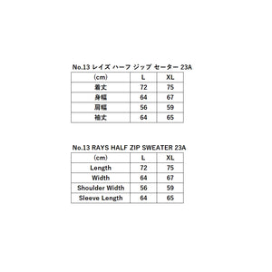 RAYS No.13 RAYS HALF ZIP SWEATER 23A SIZE L BLACK 7409030020031