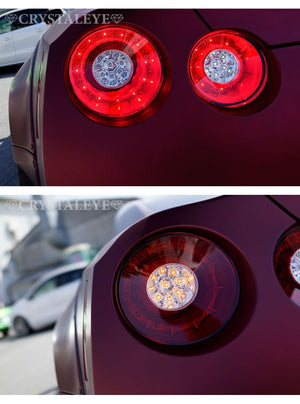 CRYSTAL EYE DOUBLE FIBER RING FULL LED TAIL LAMP SMOKED FOR NISSAN GT-R R35 S181-SM