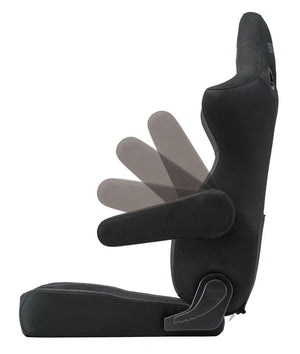 BRIDE STEPPED ARMREST (LEFT) - LUXURY SUEDE-LIKE LEATHER, BLACK P64AAN